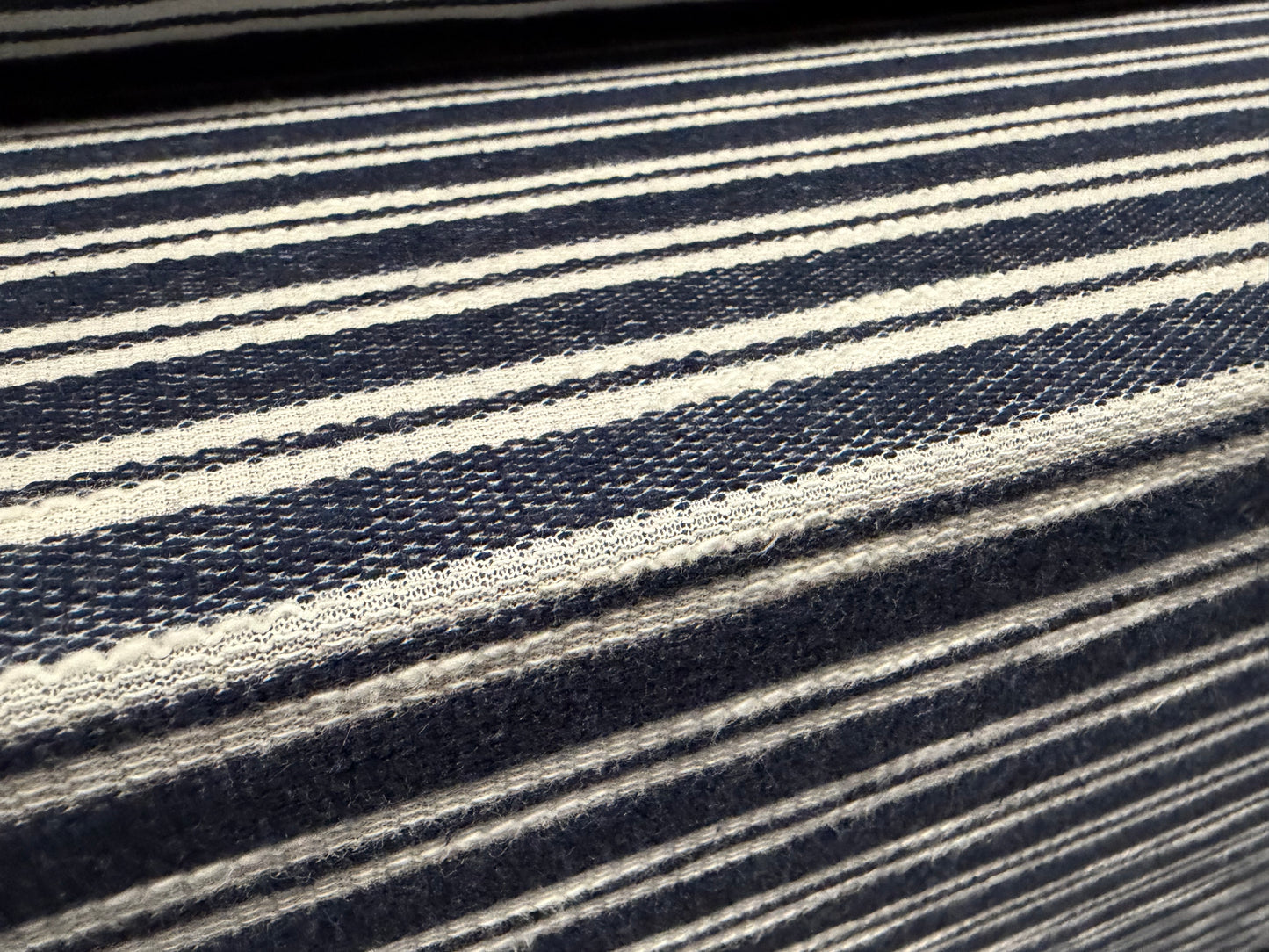 French Terry Loopback double jersey fabric, per metre - tramline stripe - denim blue