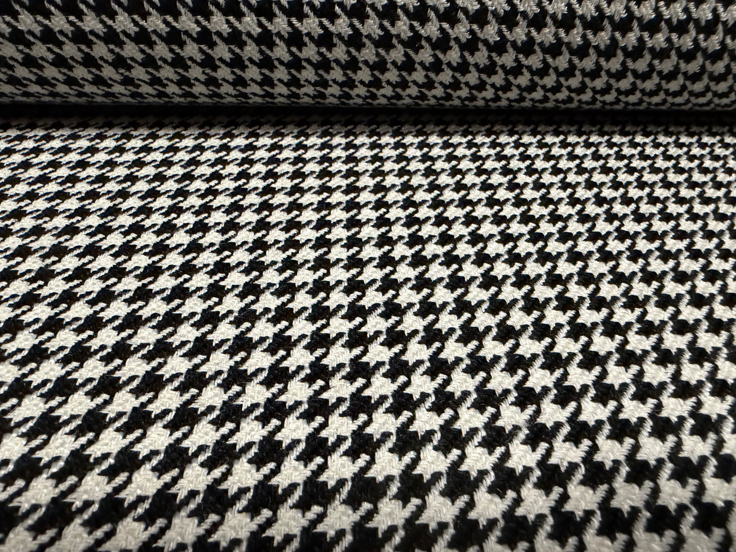 Heavyweight wool coat weight fabric, per metre - dogtooth jacquard - black & white
