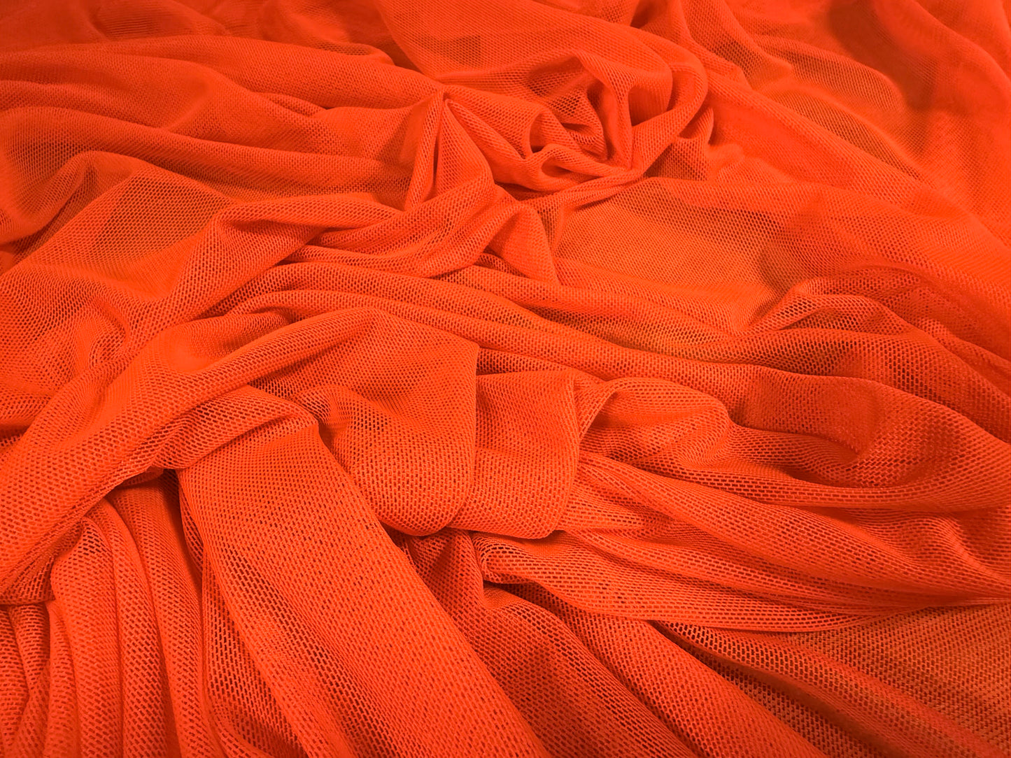 Power mesh net stretch spandex fabric, per metre - plain - fluorescent orange
