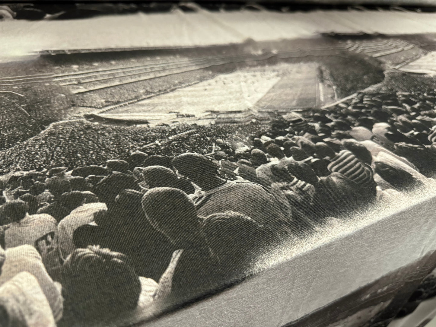 Thick & thin stretch spandex single jersey fashion fabric, per metre - Wembley Cup Final print - monochrome