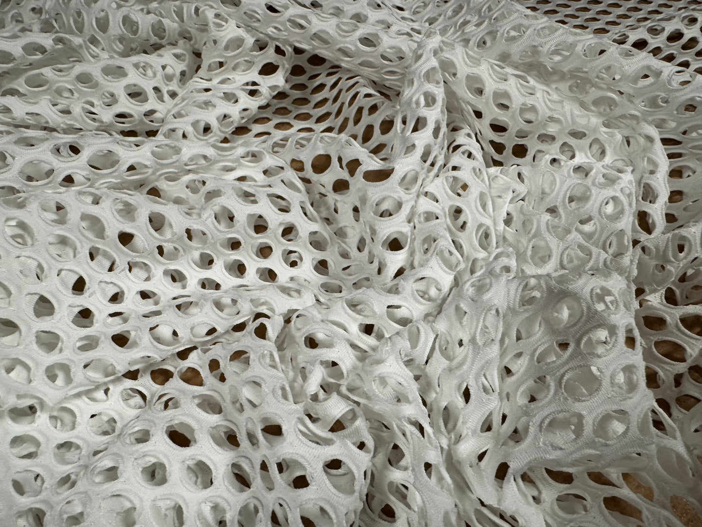 Stretch spandex jumbo fishnet mesh fabric, per metre - ivory