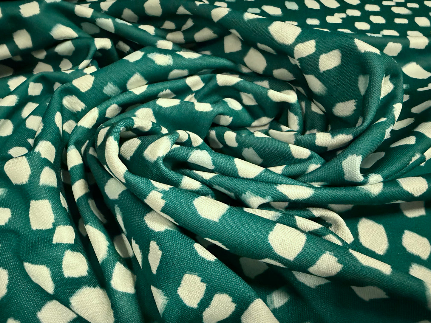 Toledo double jersey fabric, per metre - abstract print - pine forest green