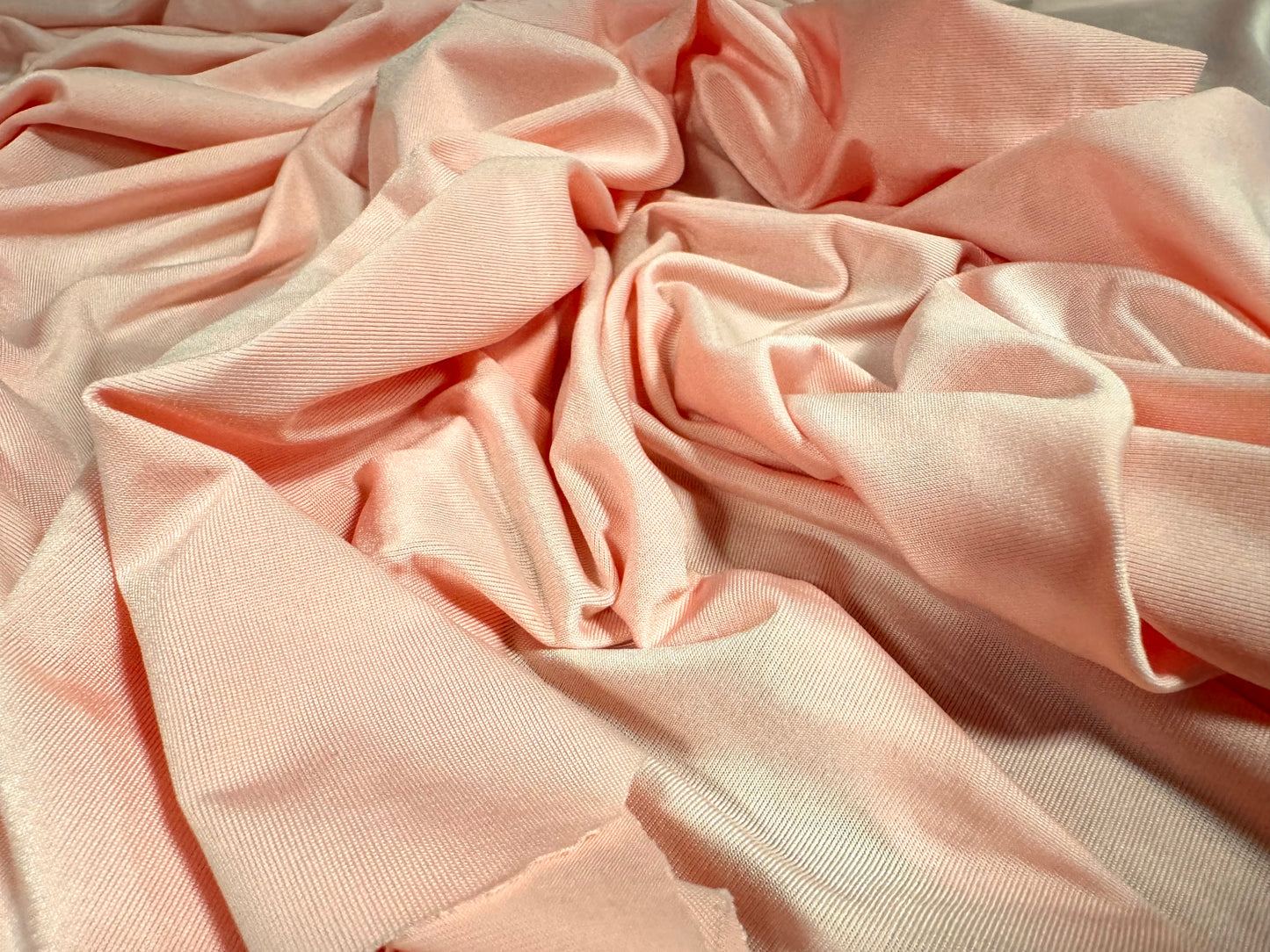 Soft touch spandex stretch jersey dress fabric, per metre - plain - blush pink