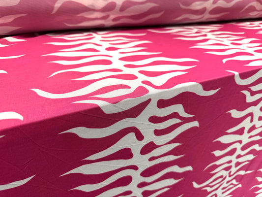 Power mesh net stretch spandex fabric, per metre - flame tattoo print - pink