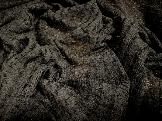 Soft stretch crochet knit jersey fabric, per metre - black