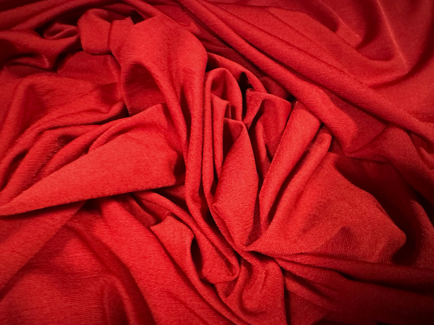 Finely textured stretch spandex single jersey fabric, per metre - plain - red