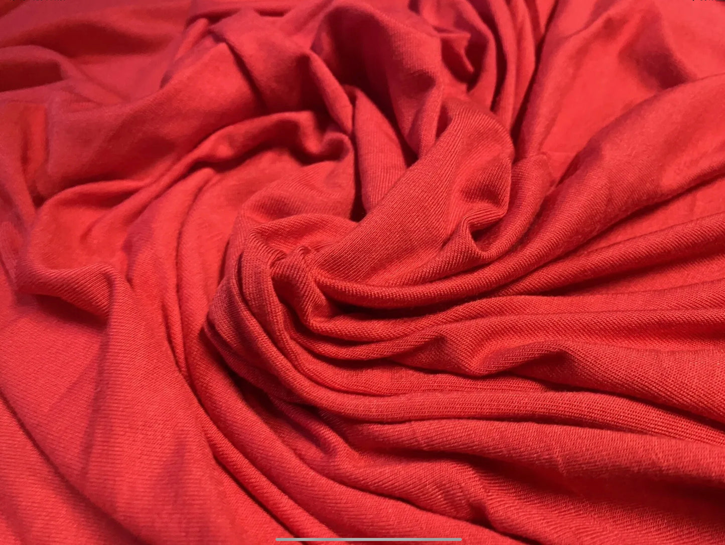 Viscose spandex stretch single jersey fabric, per metre - plain - red