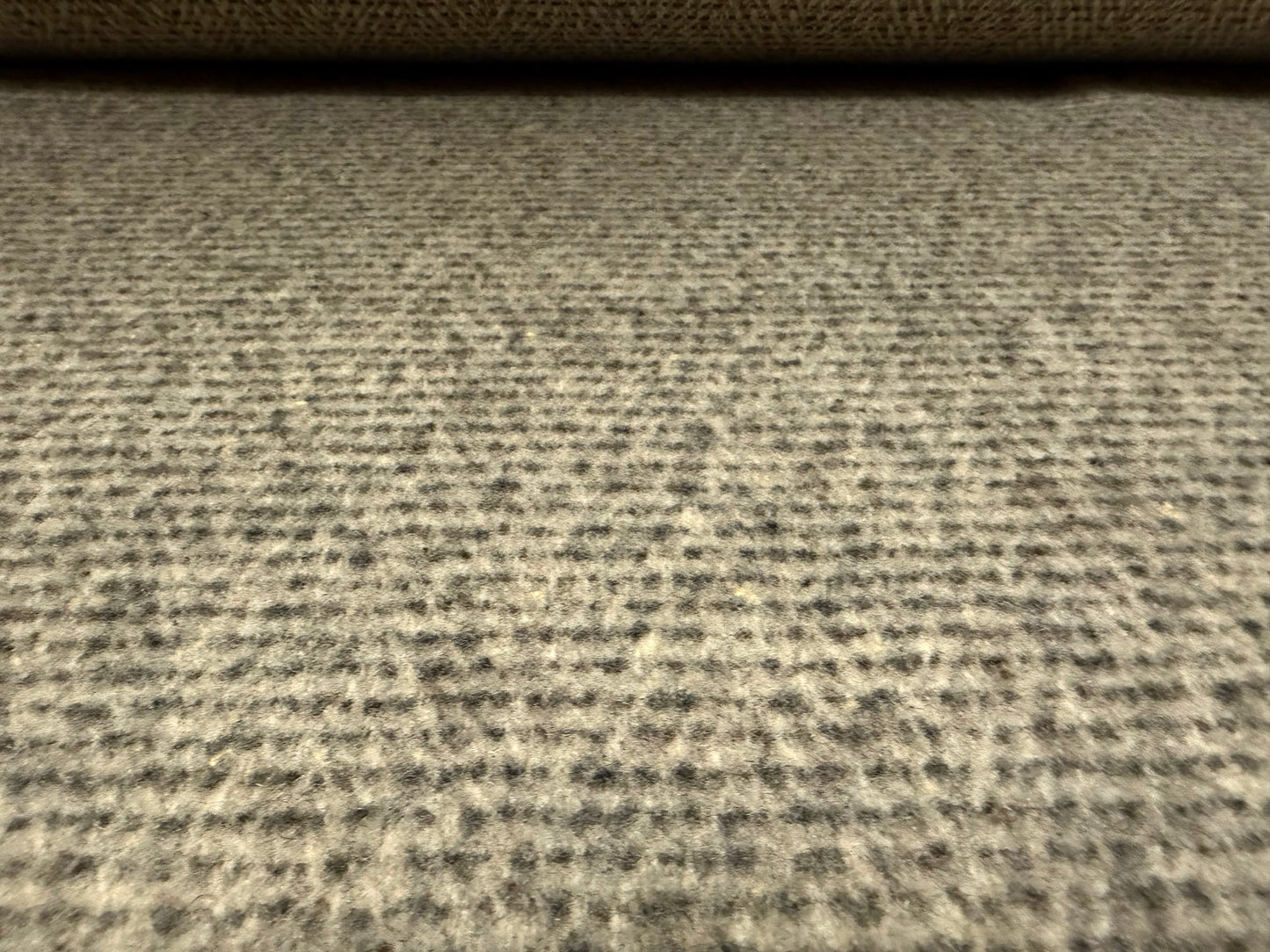 Heavyweight wool flannel fabric, per metre - distressed herringbone - oatmeal