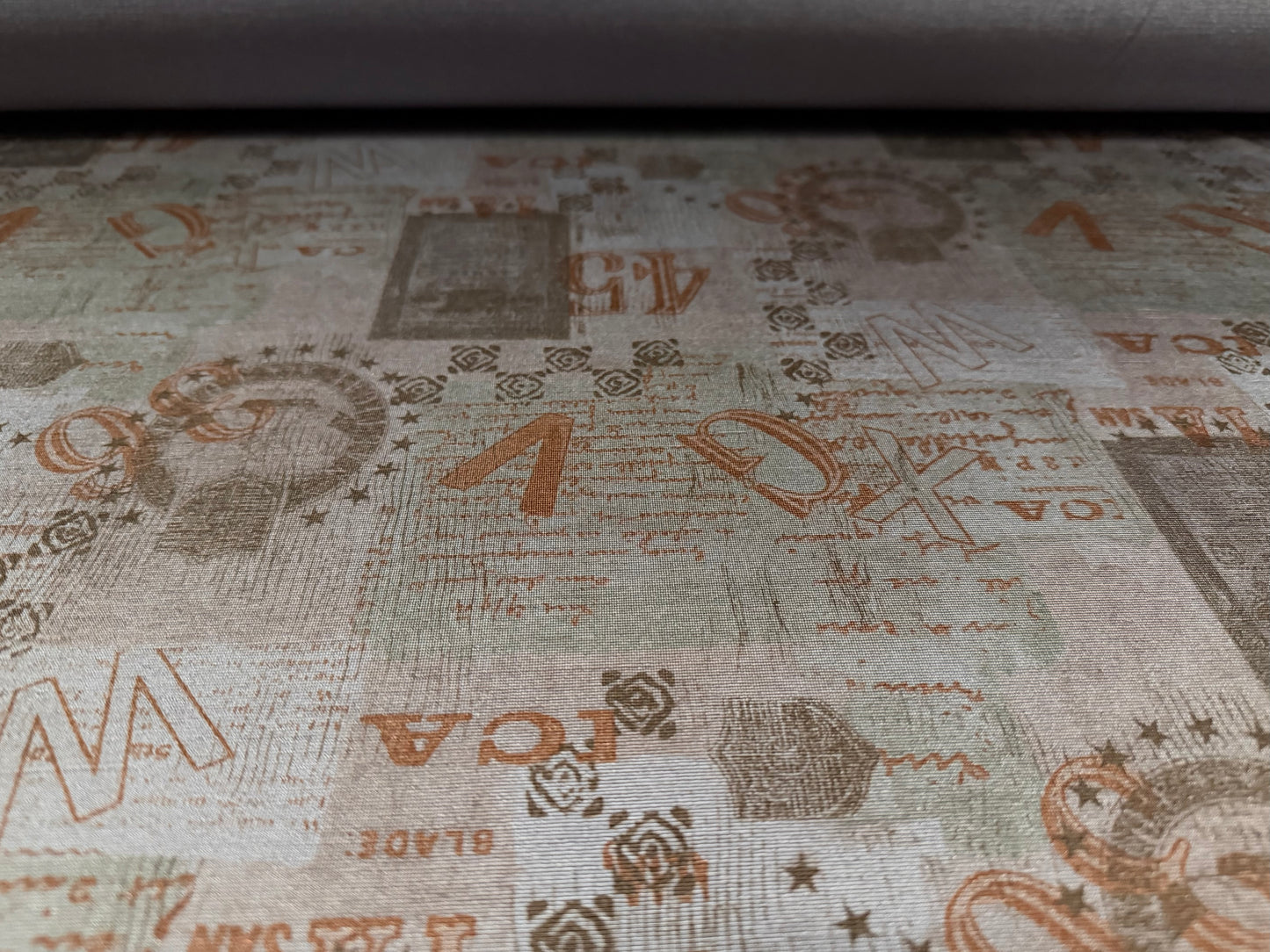 Finely textured stretch spandex jersey fabric, per metre - numbers & letters print - grey
