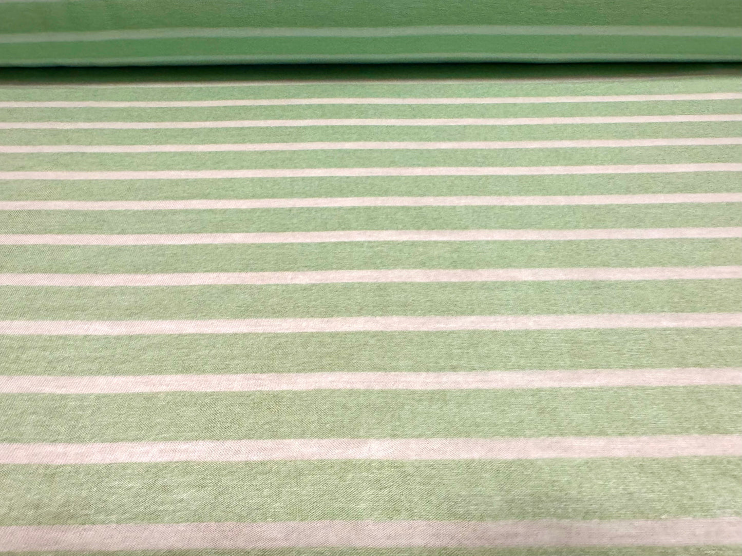 Viscose single jersey fabric, per metre - stripe - spearmint & white