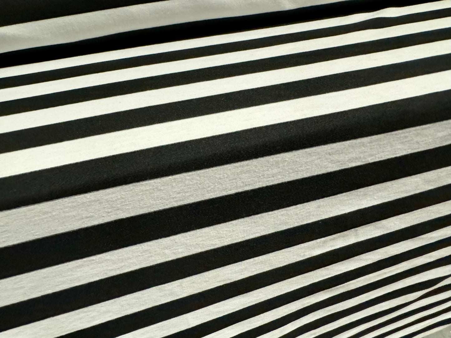 Soft handle stretch single jersey fashion fabric, per metre - stripe - black & white