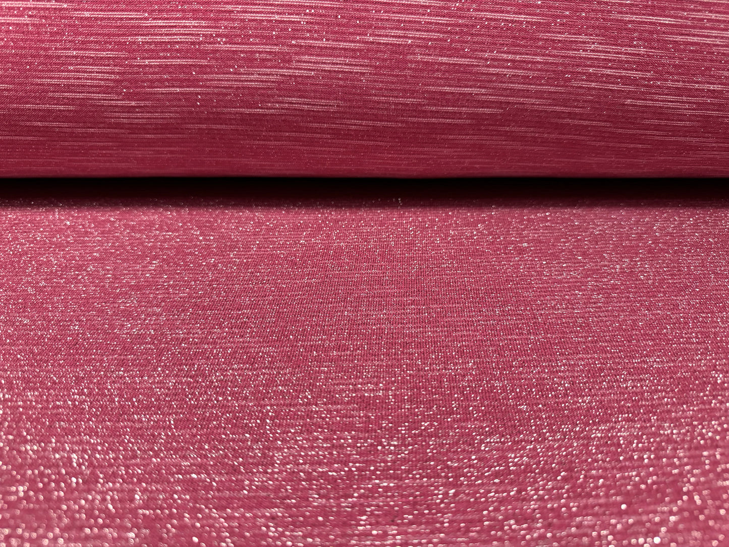 Super stretch metallic sparkle single jersey fashion fabric, per metre - dual face - raspberry & silver lurex