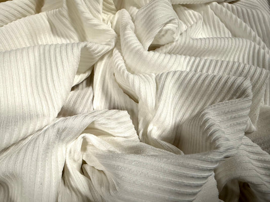 2x2 Stretch spandex ribbed jersey fabric, per metre - plain - ivory