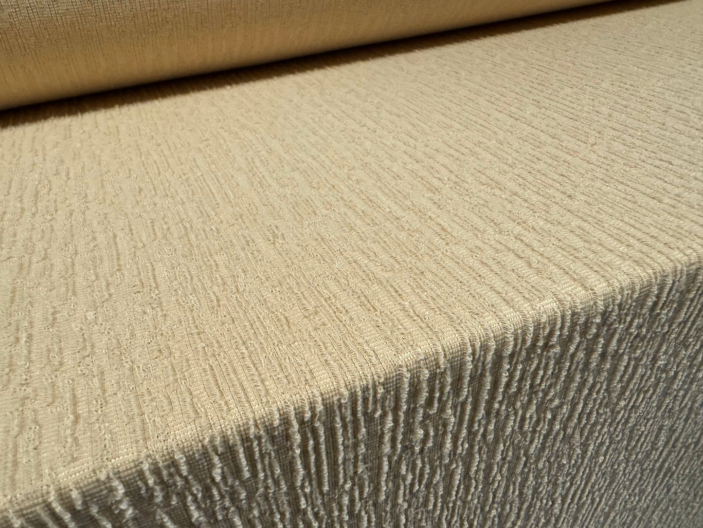 Treebark jacquard stretch spandex double jersey fabric, per metre - clotted cream