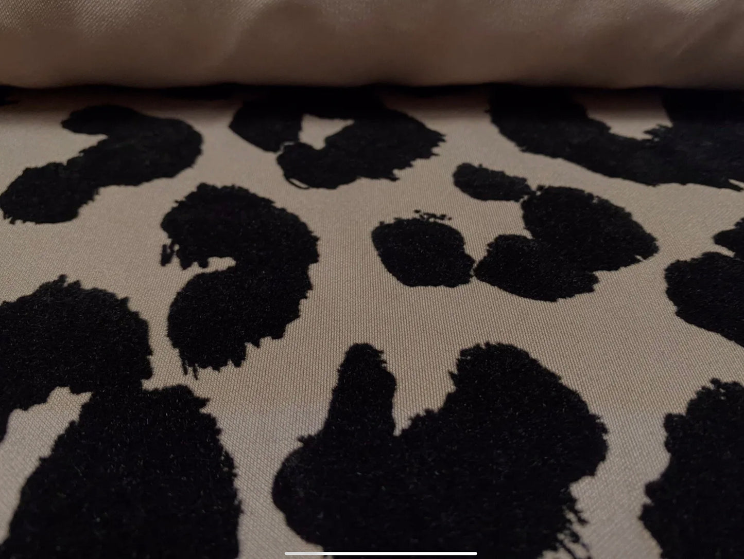 Stretch spandex double jersey fabric, per metre - flocked cheetah animal print - sand brown & black