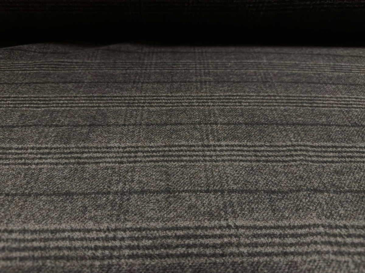 Wool flannel fabric, per metre - Prince Of Wales check - charcoal grey