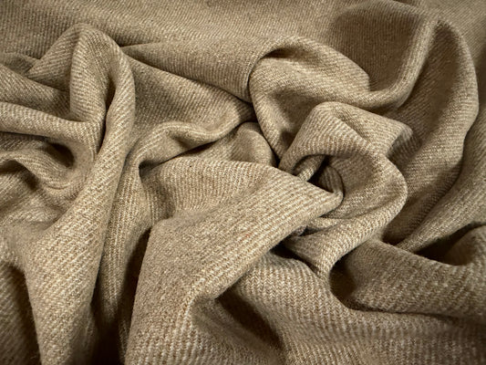 Wool tweed fabric, per metre - plain - stone
