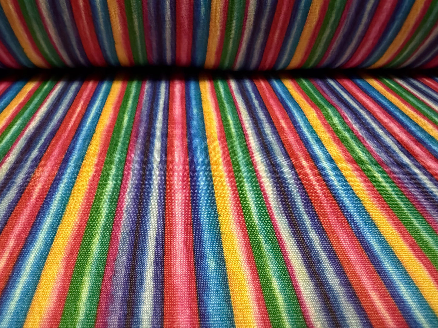 Lightweight single jersey fabric, per metre - multicolour stripe print