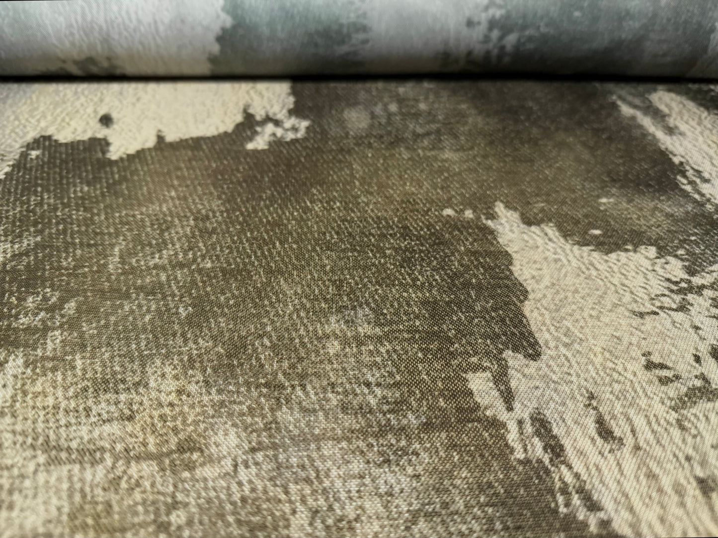 Power mesh net stretch spandex fabric, per metre - abstract print - olive & sage green