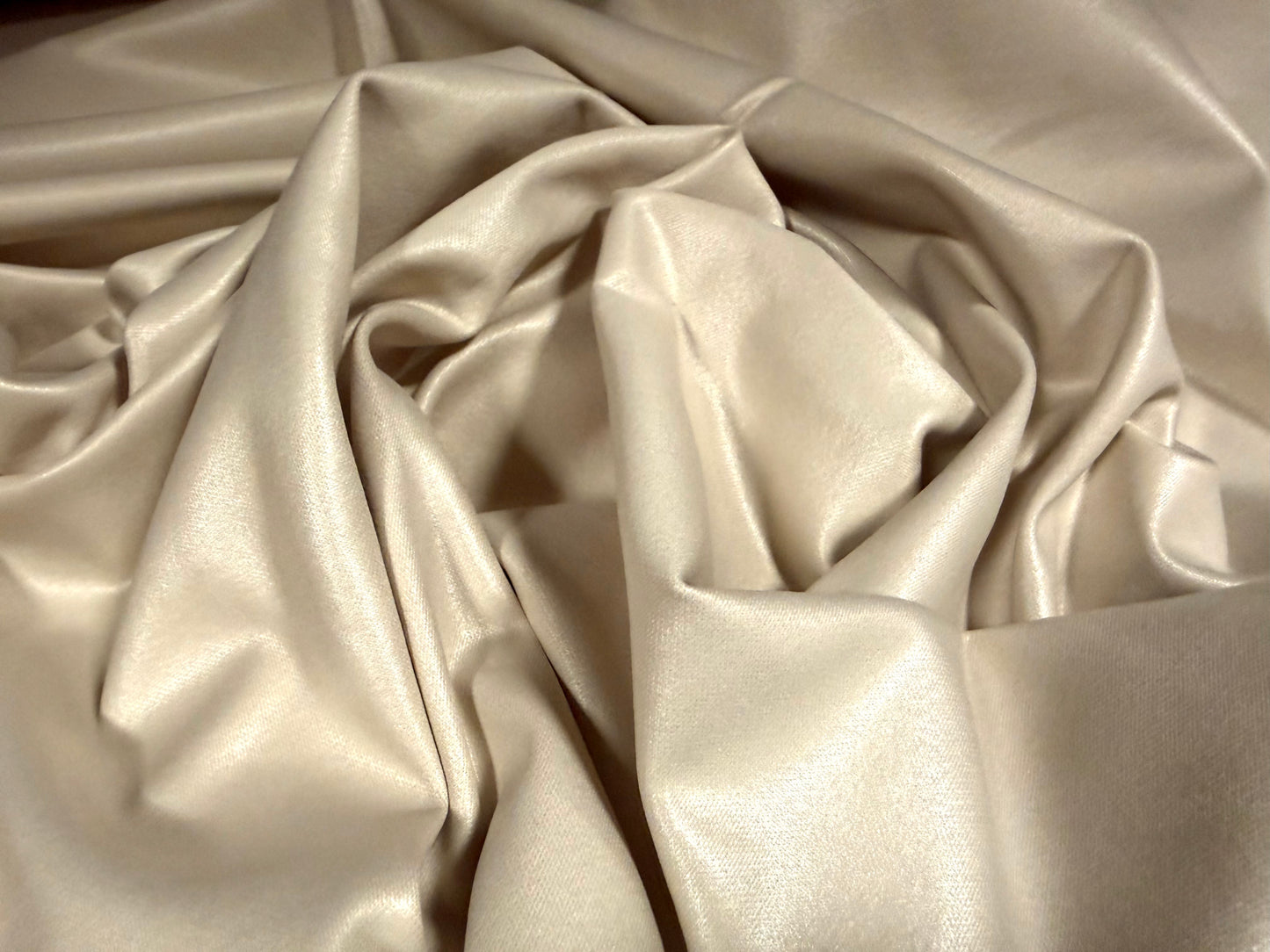 Stretch ciré coated double jersey pvc fabric, per metre - plain - dark cream