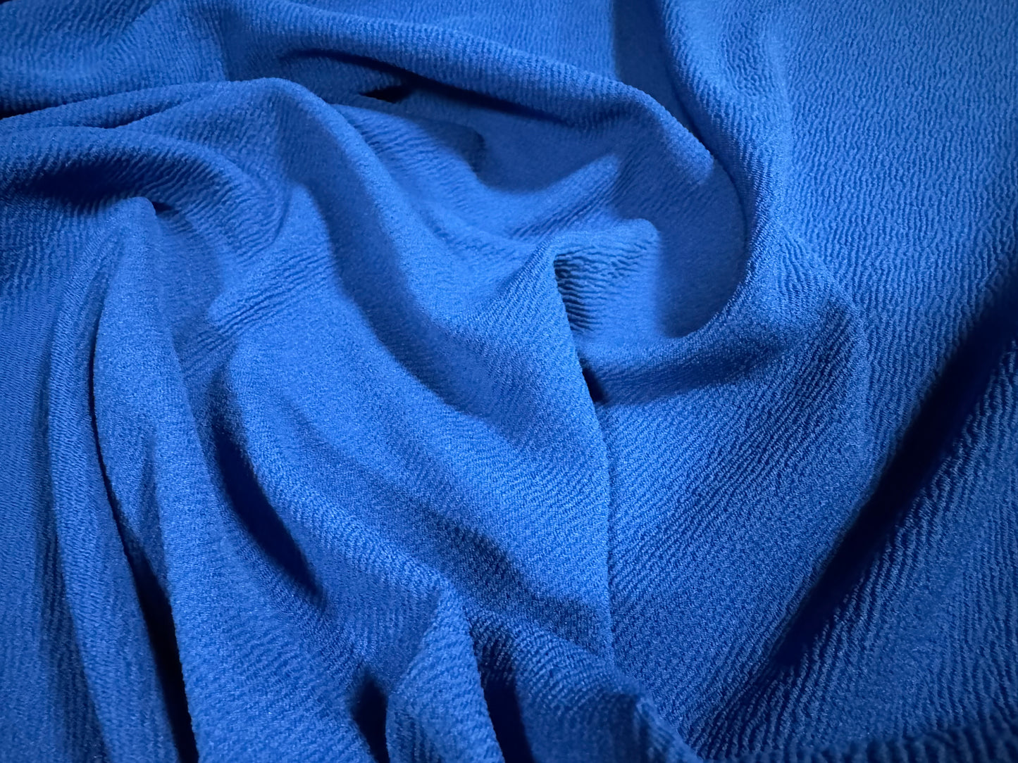 Waterfall textured scuba stretch double jersey fabric, per metre - plain - royal blue