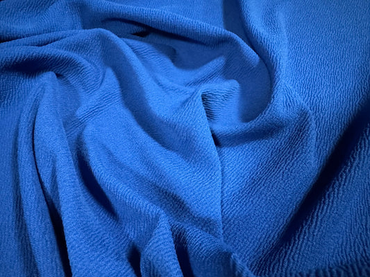 Waterfall textured scuba stretch double jersey fabric, per metre - plain - royal blue