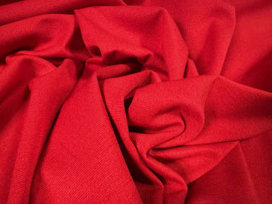 Ponte Roma double jersey stretch spandex fabric, per metre - plain - red