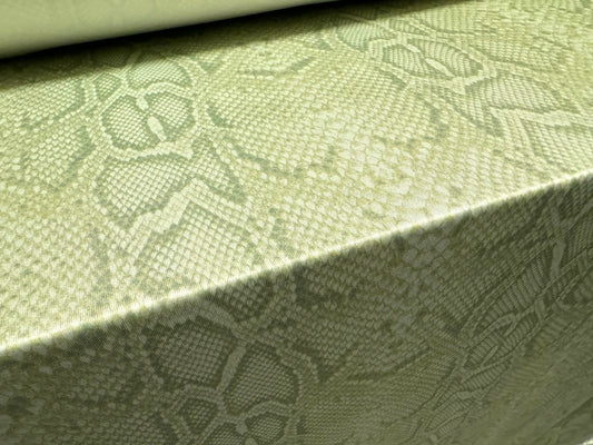 Soft touch stretch spandex jersey fabric, per metre - snakeskin print - pale green|