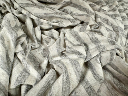 Viscose blend single jersey fabric, per metre - stripe - grey marl & ivory