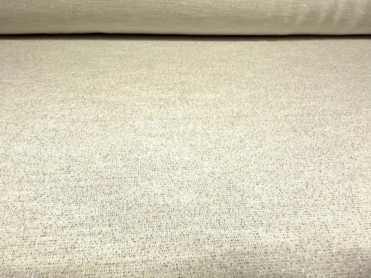Metallic stretch crepe jersey fabric, per metre - lurex sparkle - ecru & silver