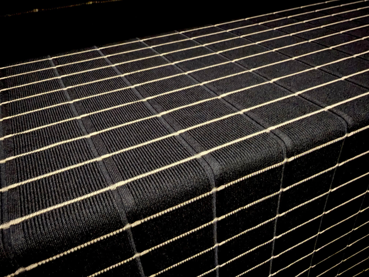 Bandage rib stretch spandex bodycon jersey fabric, per metre - pinstripe - black & tan