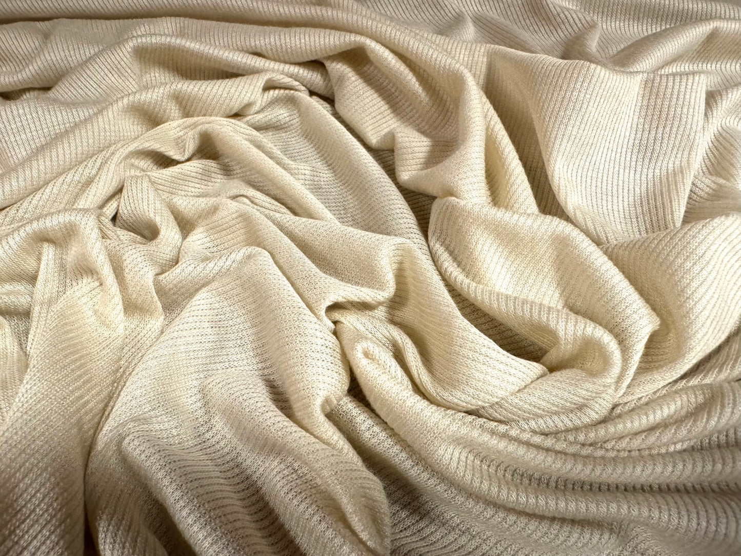 Soft stretch viscose spandex fine rib jersey fabric, per metre - plain - stone