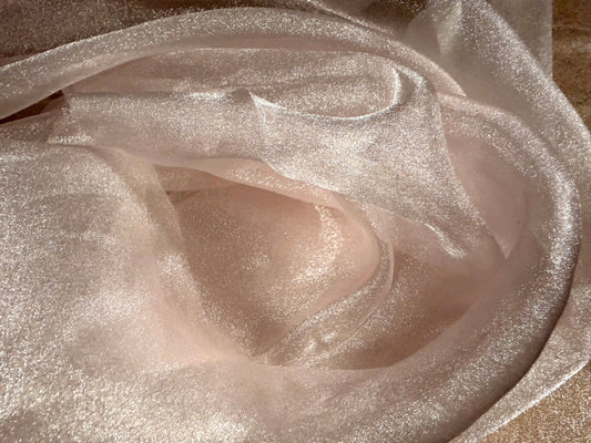 Crystal organza lightweight woven shimmer fabric, per metre - plain - baby pink