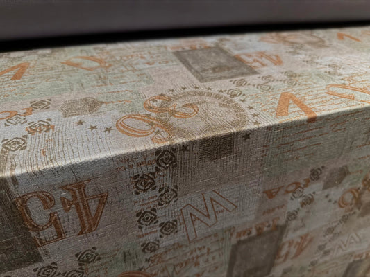 Finely textured stretch spandex jersey fabric, per metre - numbers & letters print - grey
