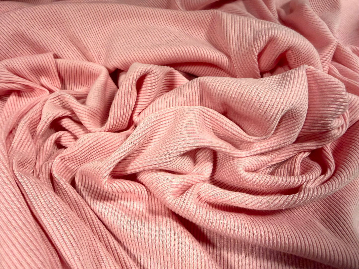 Fine stretch spandex rib jersey fabric, per metre - plain - pink