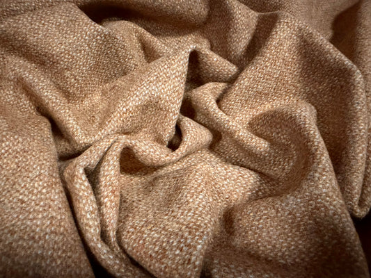 Soft wool hopsack fabric, per metre - light brown