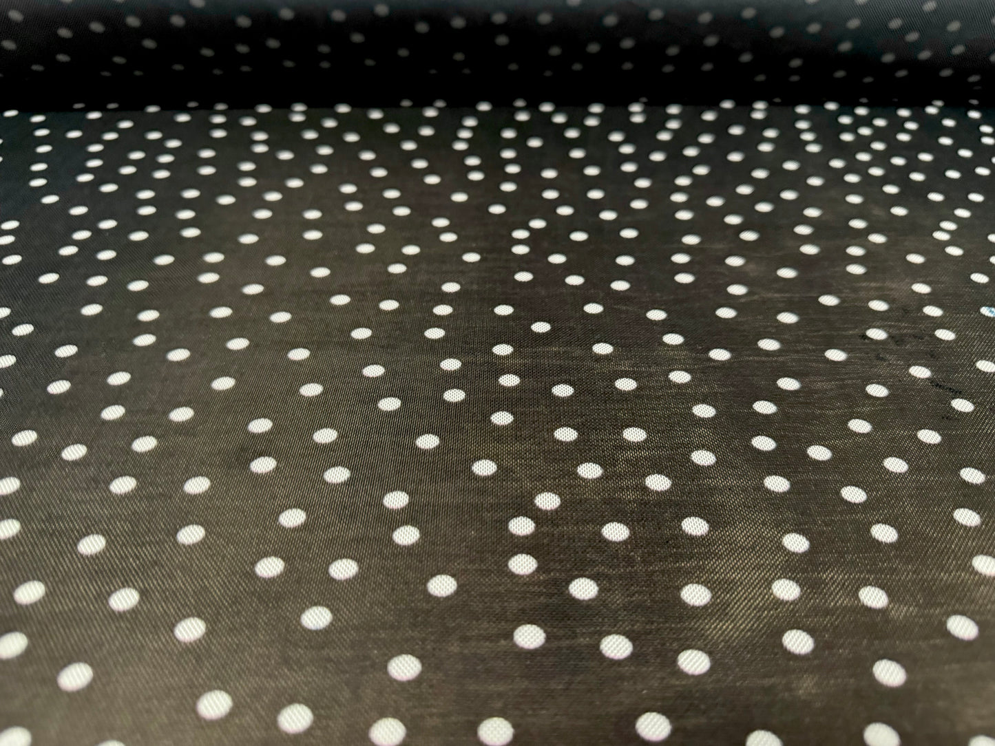 Power mesh net stretch spandex fabric, per metre - spot print - black & white