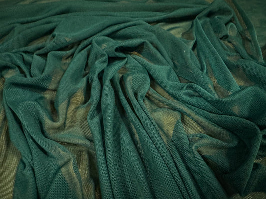 Power mesh net stretch spandex fabric, per metre - plain - forest green