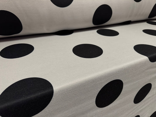 Chenille upholstery fabric, per metre - jumbo polka dot print - grey