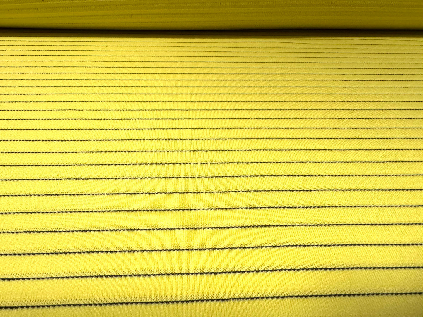 Concertina rib double Jersey knit fabric, per metre - pinstripe - lemon
