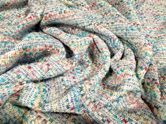 Heavyweight wool bouclé fabric, per metre - melange - rainbow pastels