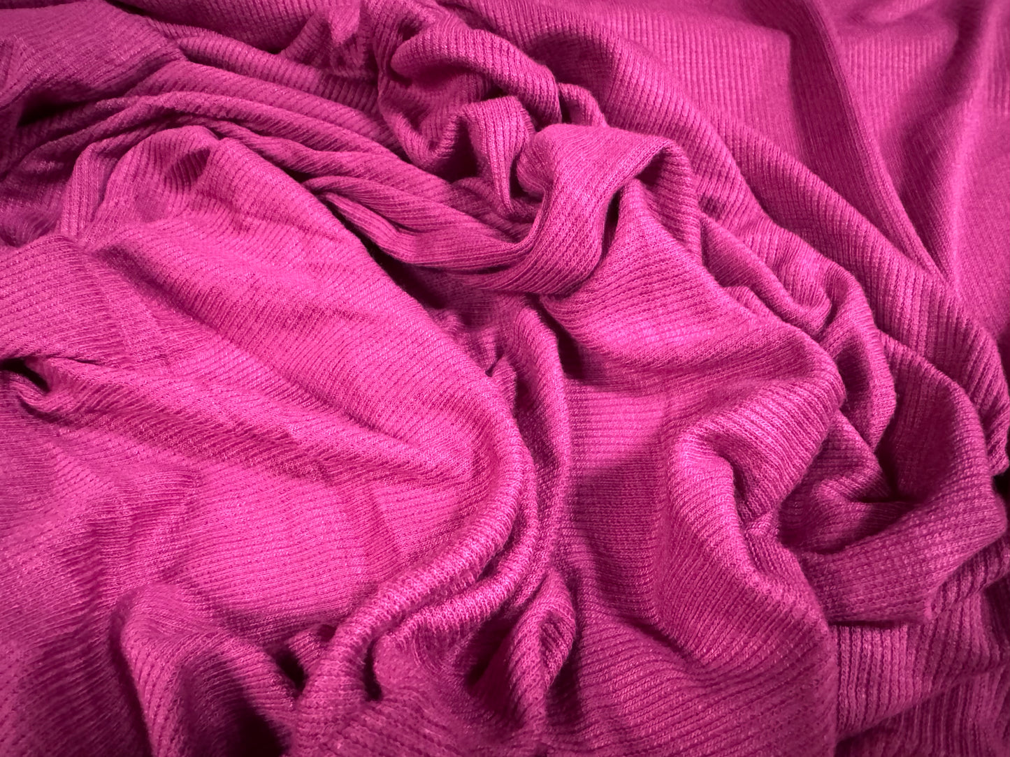 Fine ribbed spandex stretch jersey fabric, per metre - plain - magenta