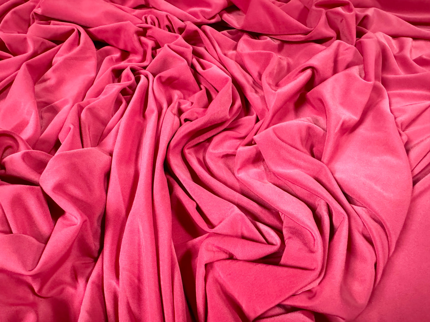 Soft touch spandex stretch jersey dress fabric, per metre - plain - hot pink