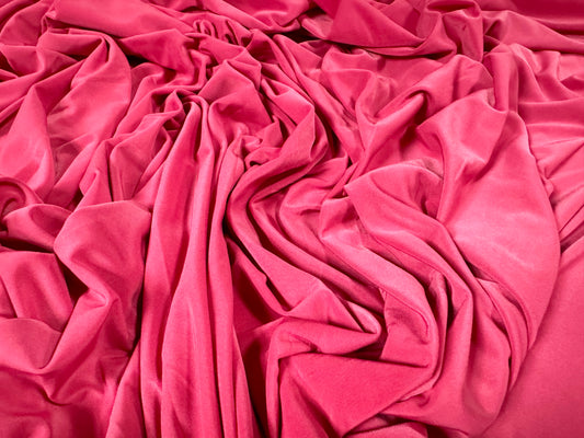 Soft touch spandex stretch jersey dress fabric, per metre - plain - hot pink