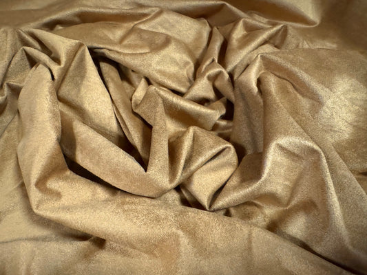 Faux suede stretch spandex jersey fabric, per metre - plain - tan brown