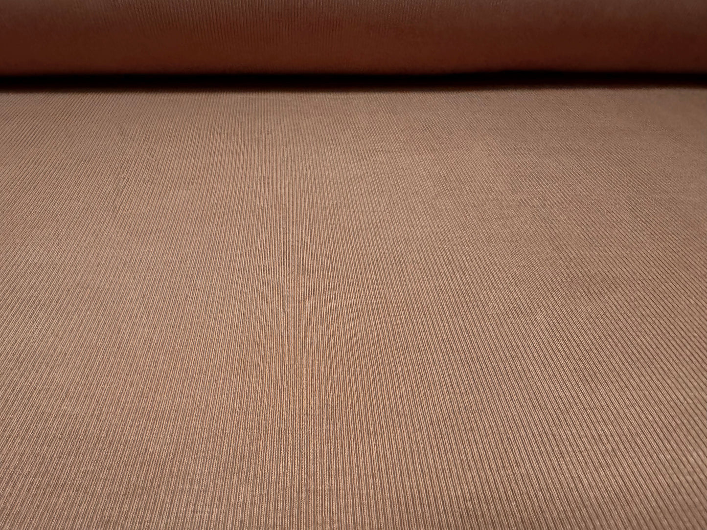 Soft stretch viscose spandex fine rib jersey fabric, per metre - plain - dark nude