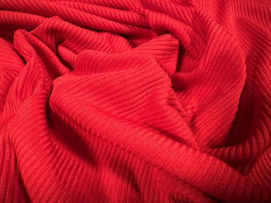 Heavyweight stretch rib jersey fabric, per metre - plain - red