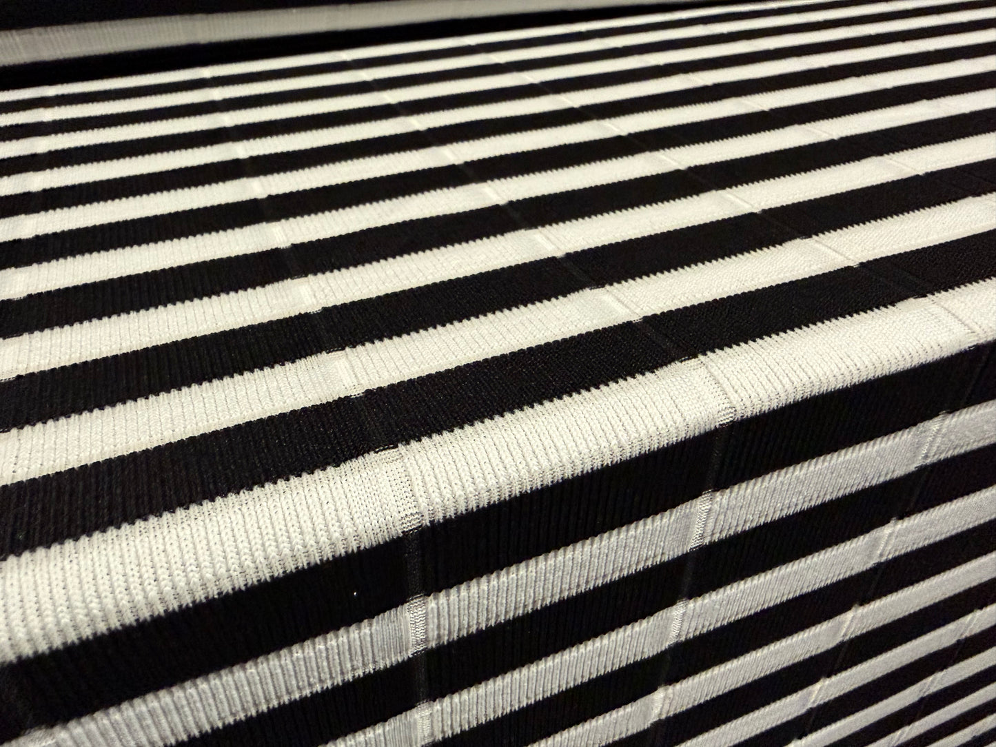 Bandage rib stretch spandex bodycon jersey fabric, per metre - stripe - black & white