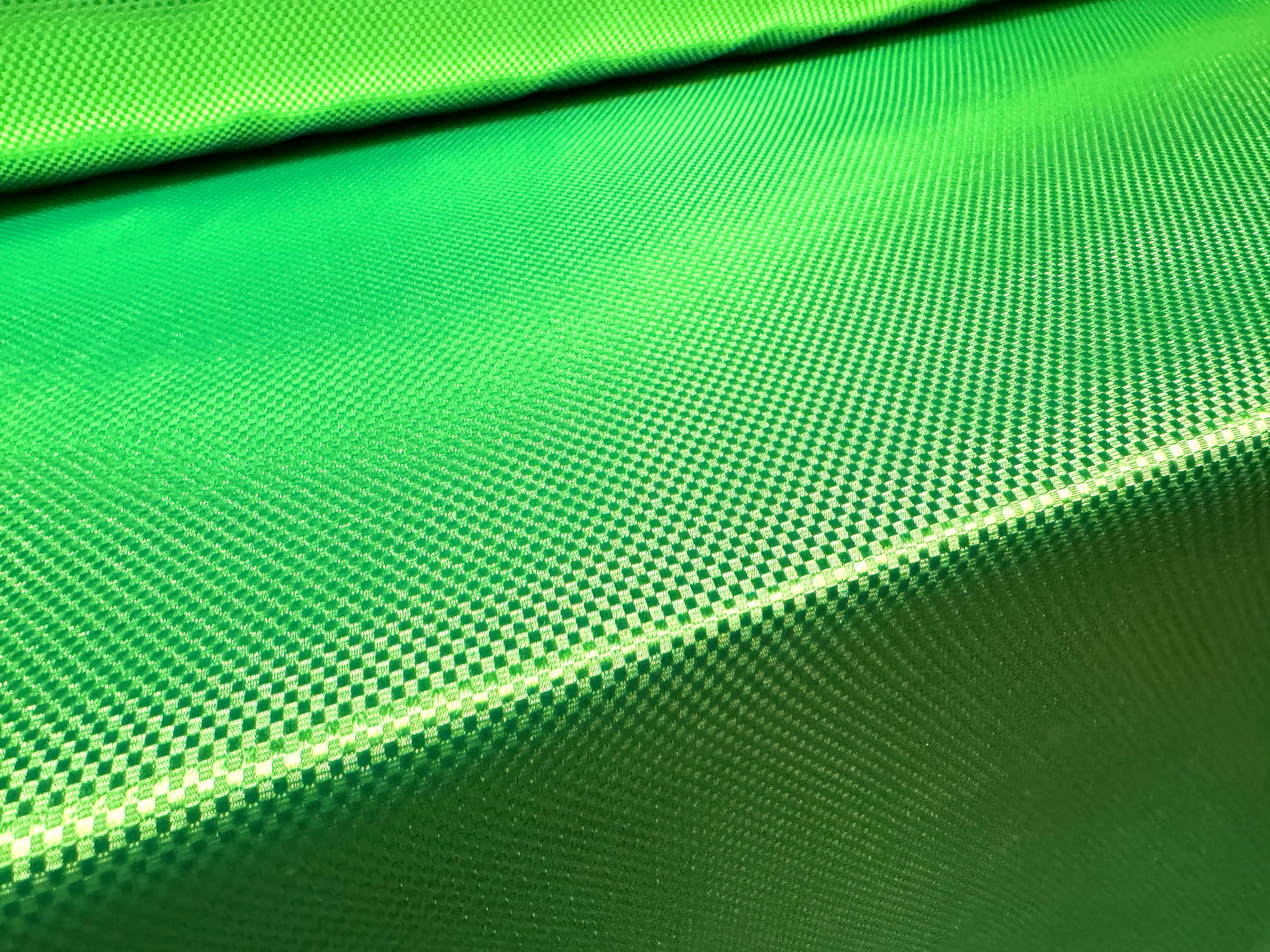 Silky satin woven fabric, per metre - raised check - green