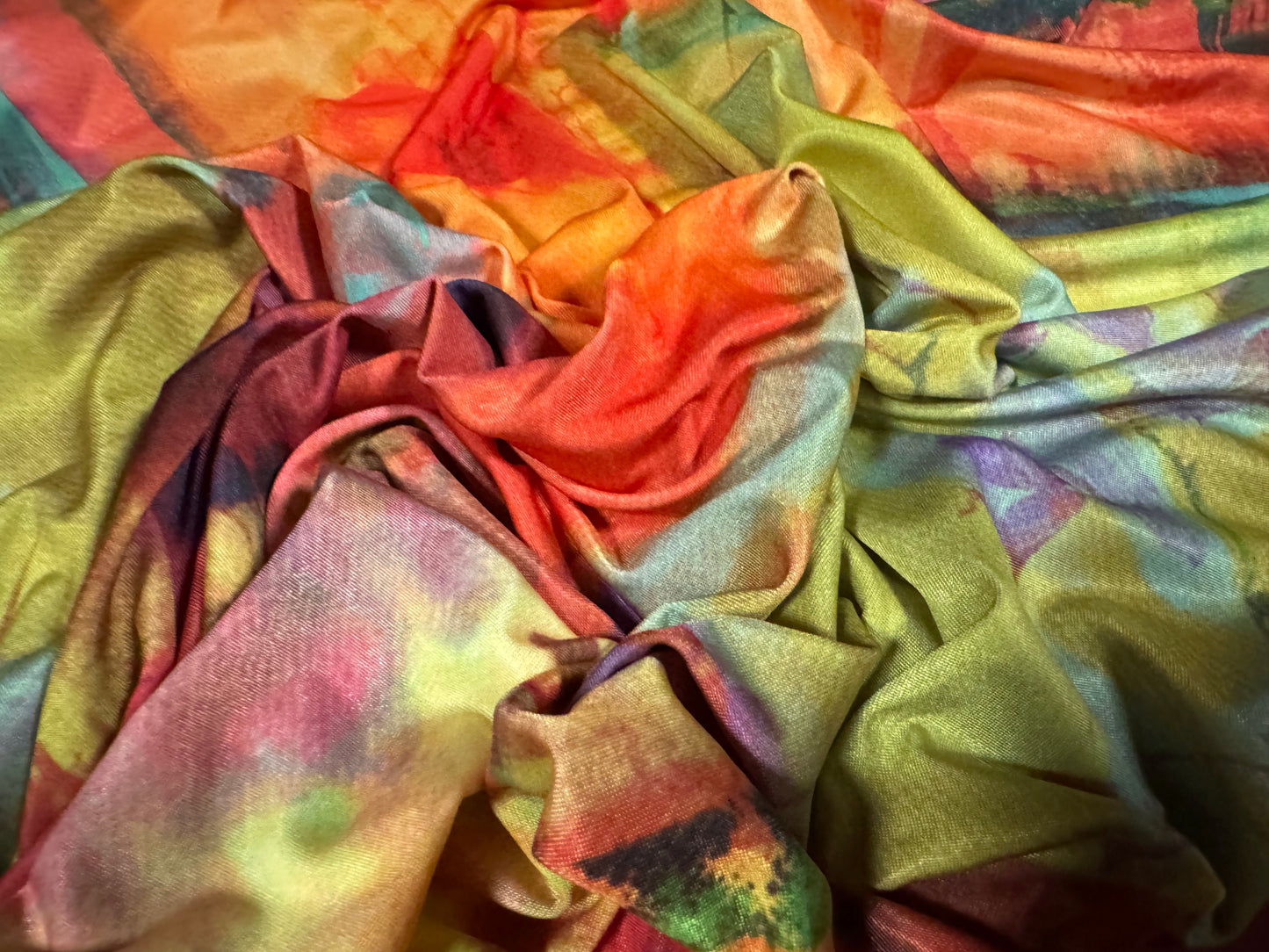 Soft touch stretch spandex single jersey fabric, per metre - floral collage print - multicolour